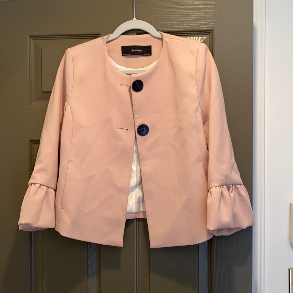 Zara basic blush pink blazer with buttons